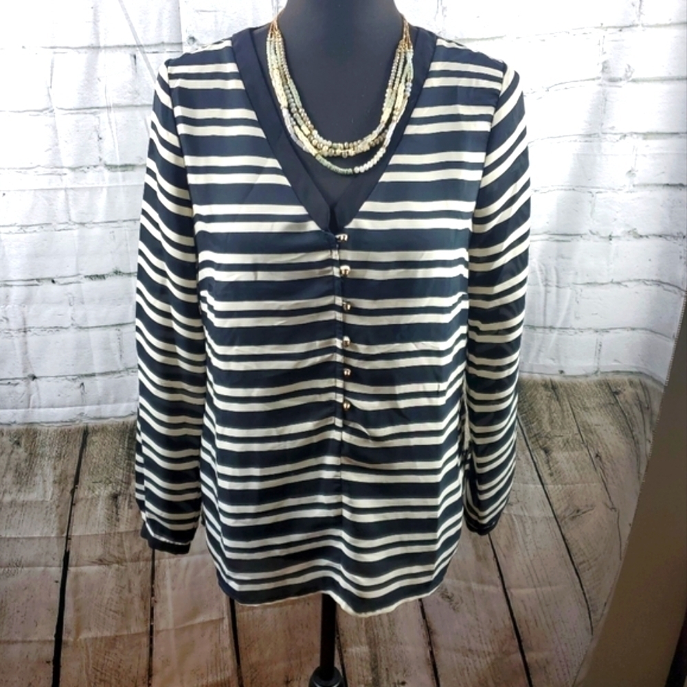 Zara Basic black&White Stripes blouse Size Medium